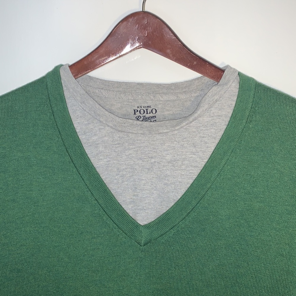 Lands’ End 100% Cotton V-Neck Sweater L 42-44